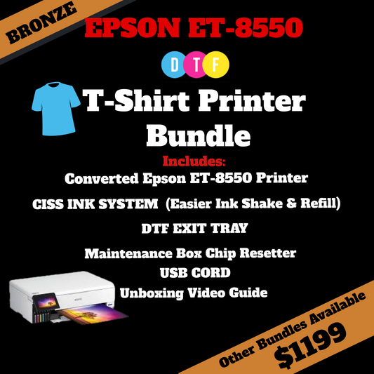 Epson ET-8550 DTF Conversion Bronze Bundle: Starter Printer Package with CISS & Customer Support